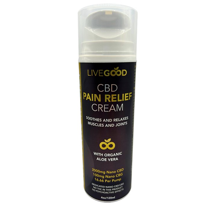 LiveGood CBD pain relief cream with organic aloe vera